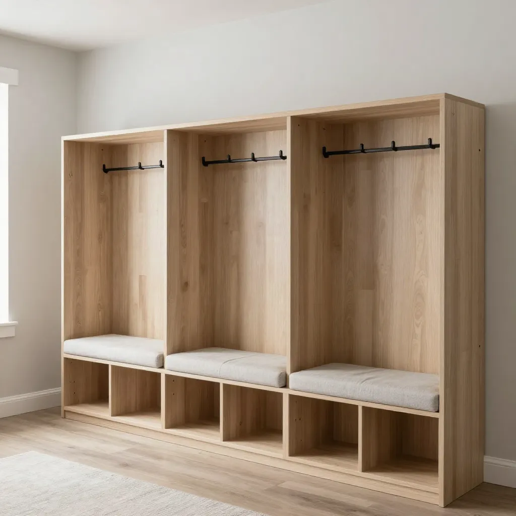 Mudroom with bench and hooks